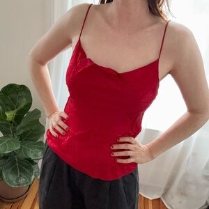 Zara red silk tank top
